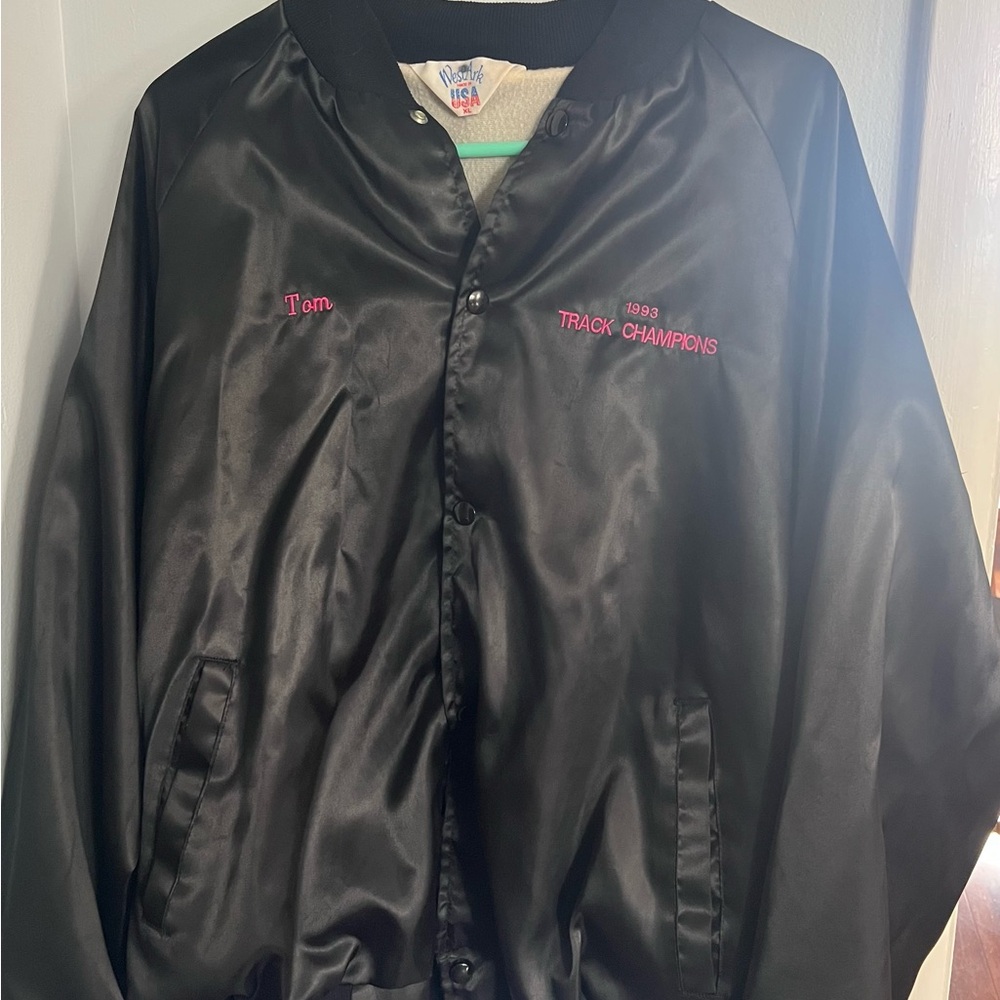 Black Racing Jacket with Graphic Design - Picture 2 of 7